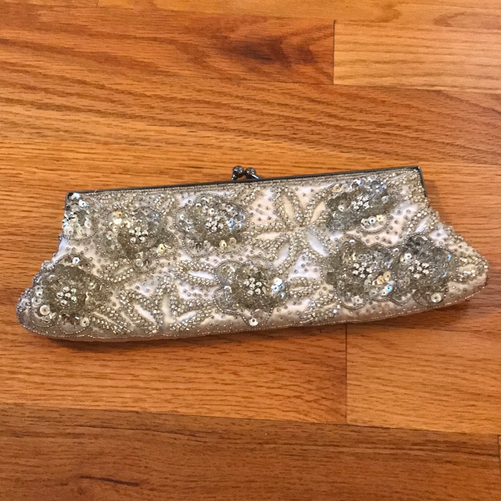Silver Beaded Clutch